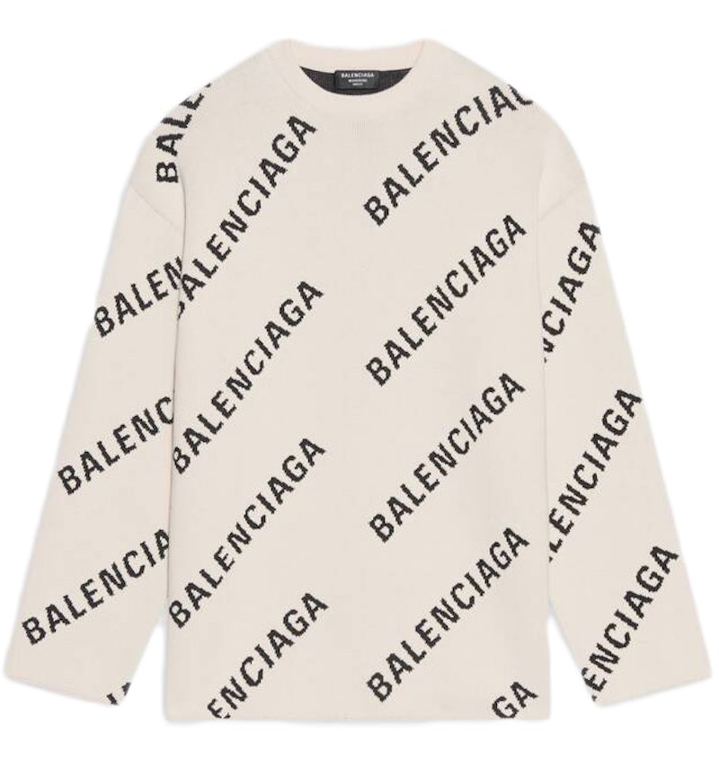 Balenciaga Allover Logo Crewneck White Men's SS21 US