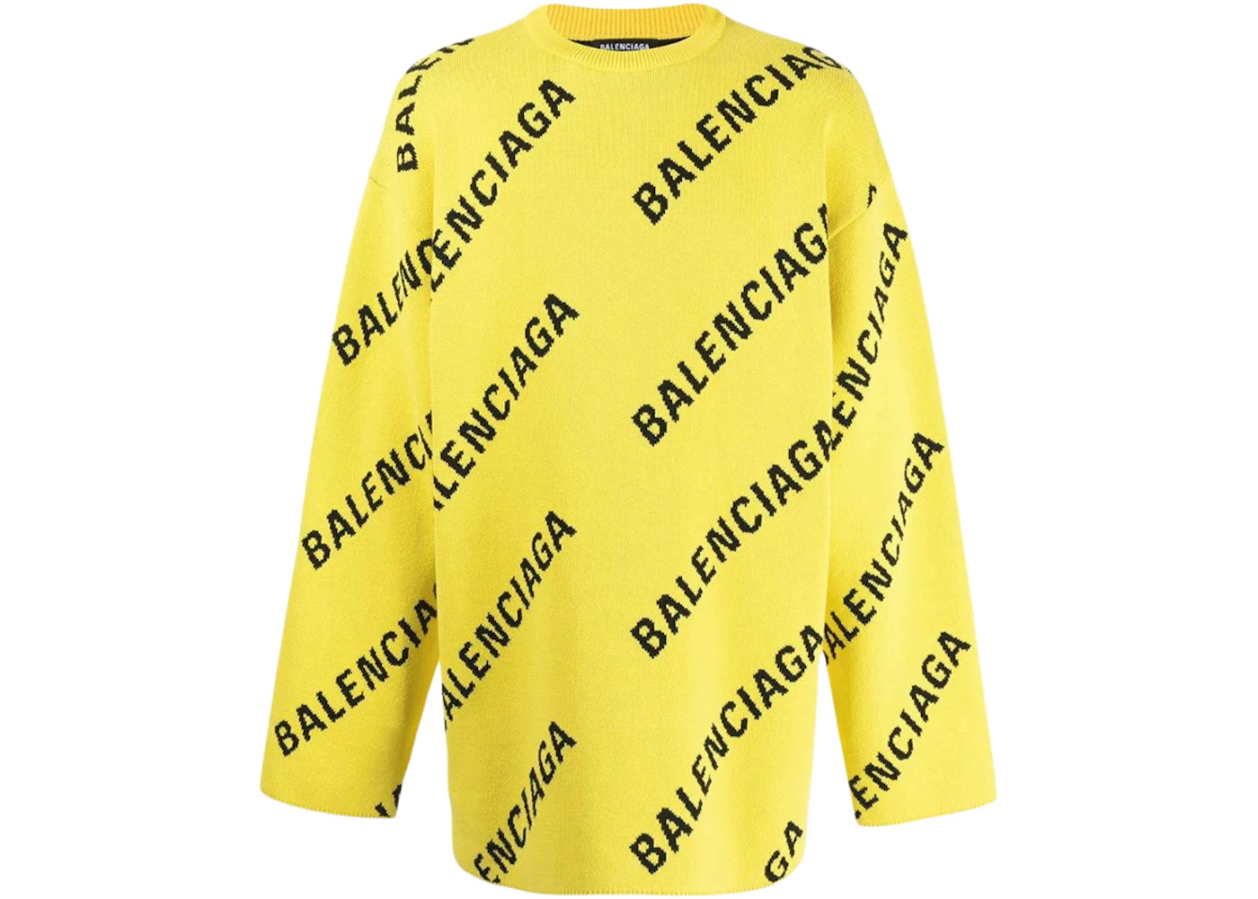 Periodisk Fordi Arbitrage Balenciaga Allover Logo Knit Oversized Crewneck Yellow/Black - SS22 - US