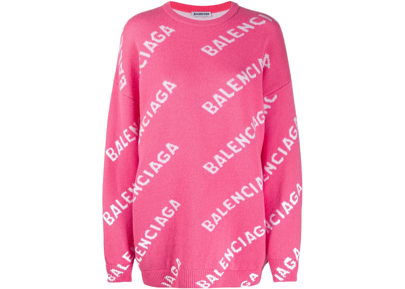 Balenciaga Logo Wool Blend Jumper Pink/White - US