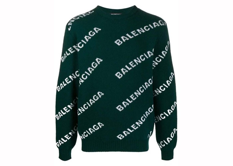 Balenciaga Allover Logo Wool Sweater Green Men s GB