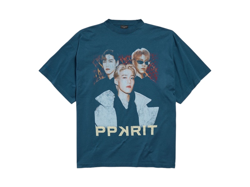 Pre-owned Balenciaga Ambassador Fanclub Series Pp Krit Oversized T-shirt In Dark Blue