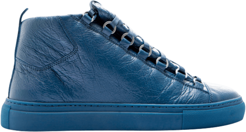 BALENCIAGA navy leather laceup trainers  Loop Generation