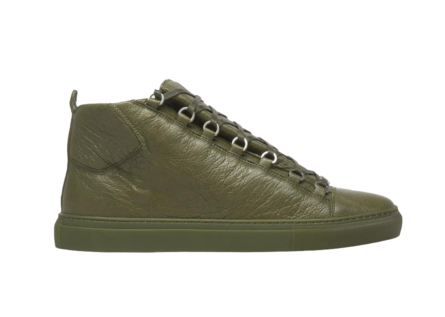 Balenciaga Mens Green Striped Race Runners Leather Trainers In Olive Green   ModeSens