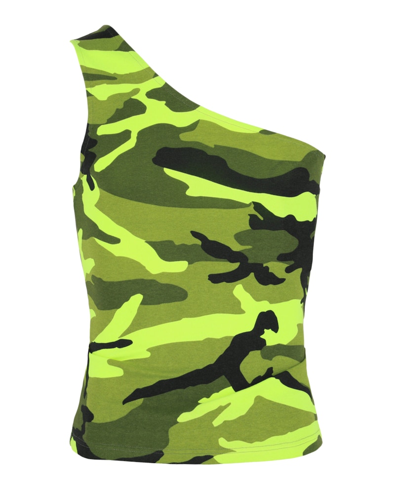 Balenciaga Asymmetrical Camo Patterned Tank Yellow