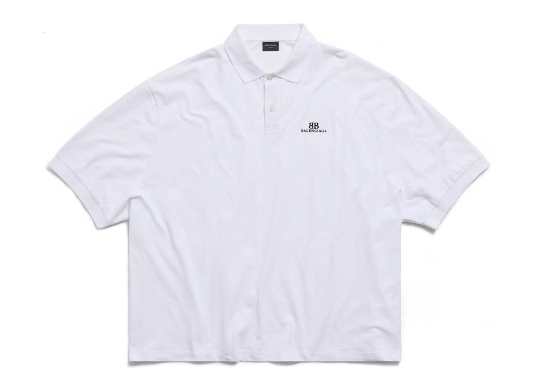 Pre-owned Balenciaga Bb Classic Polo Shirt Oversized For Men White