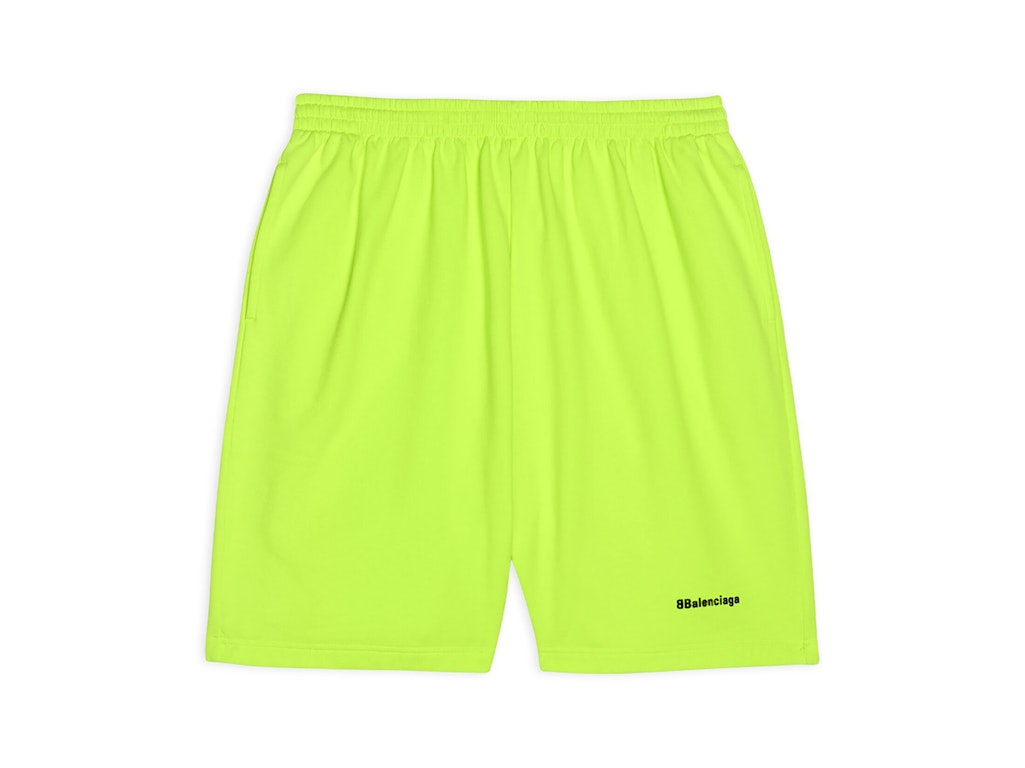 Pre-owned Balenciaga Bb Corp Sweat Shorts Fluo Yellow/black