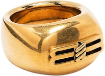 Louis Vuitton Monogram Unisex Gilt Silver Signet Ring