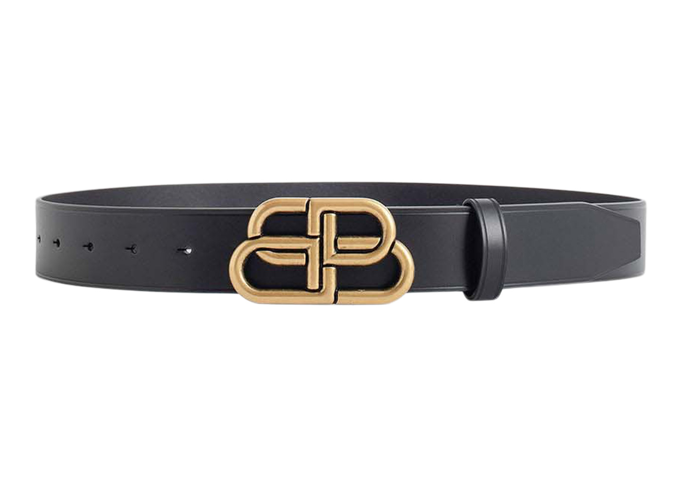 Balenciaga BB Large Belt Gold-tone Black in Leather with Gold-tone ...
