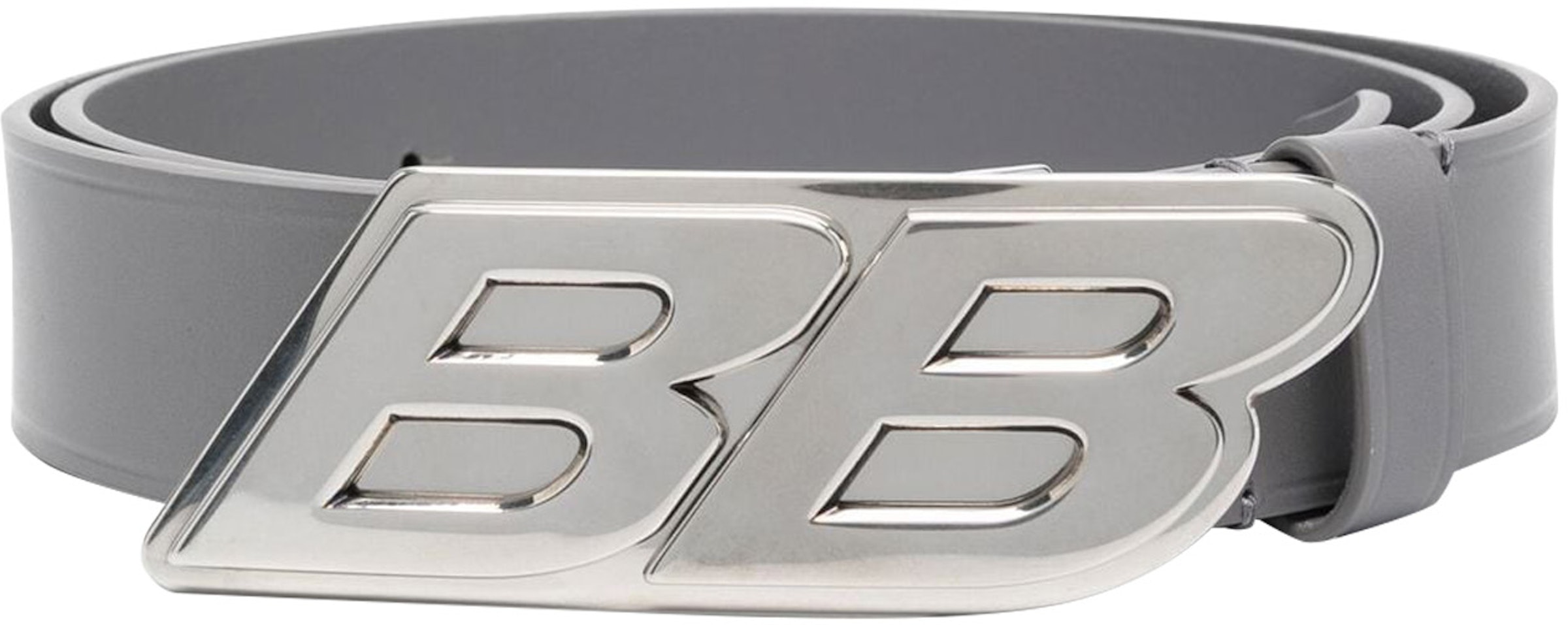 Økologi Skrivemaskine Ungkarl Balenciaga BB Logo Buckle Belt Light Gray/Silver in Calfskin Leather with  Silver-tone - US