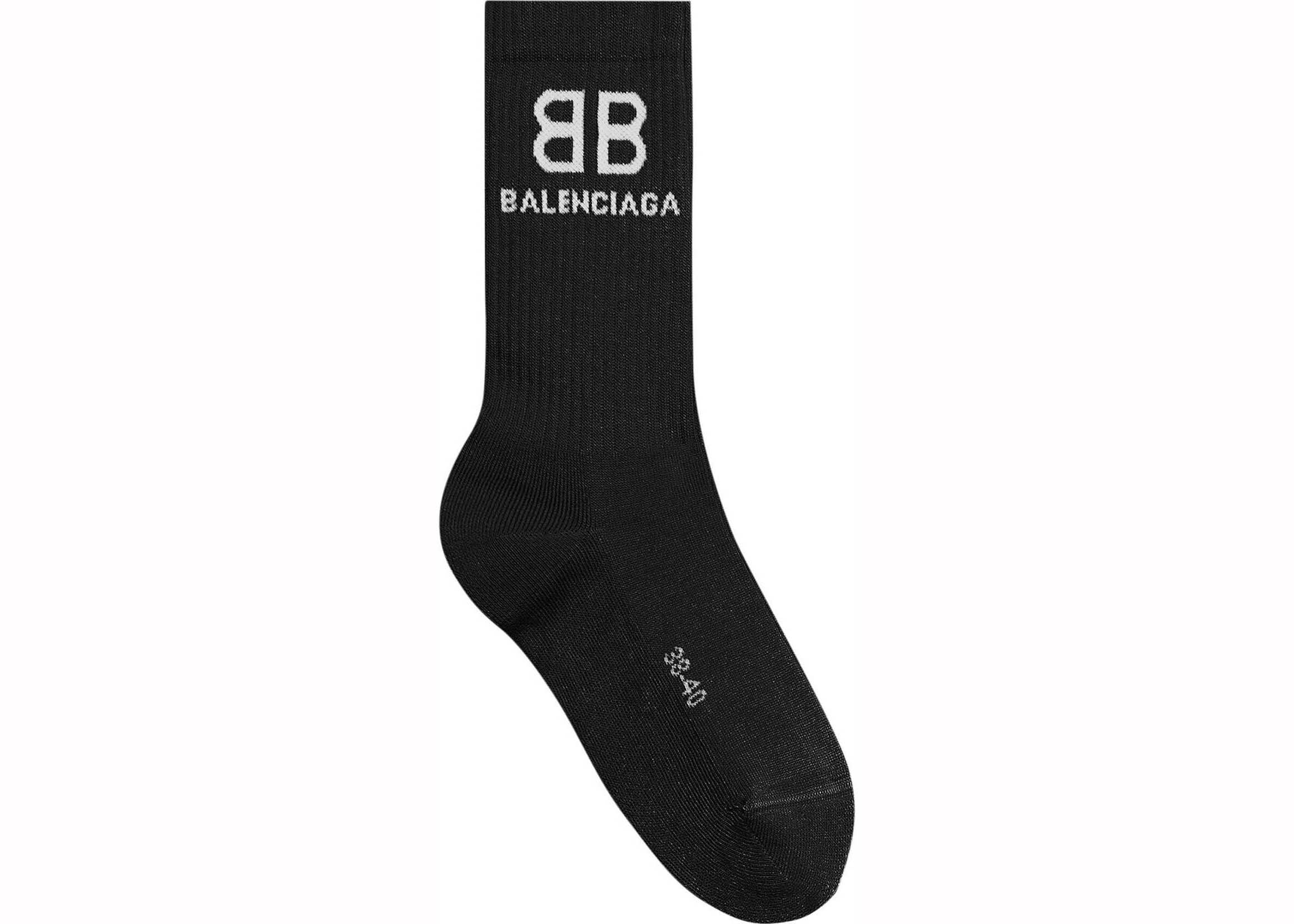 Balenciaga BB Logo Tennis Socks Black/White in Cotton - US
