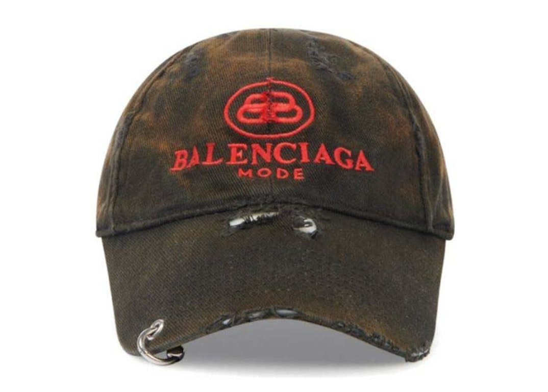Pre-owned Balenciaga Bb Mode Destroyed Piercing Baseball Cap Brown