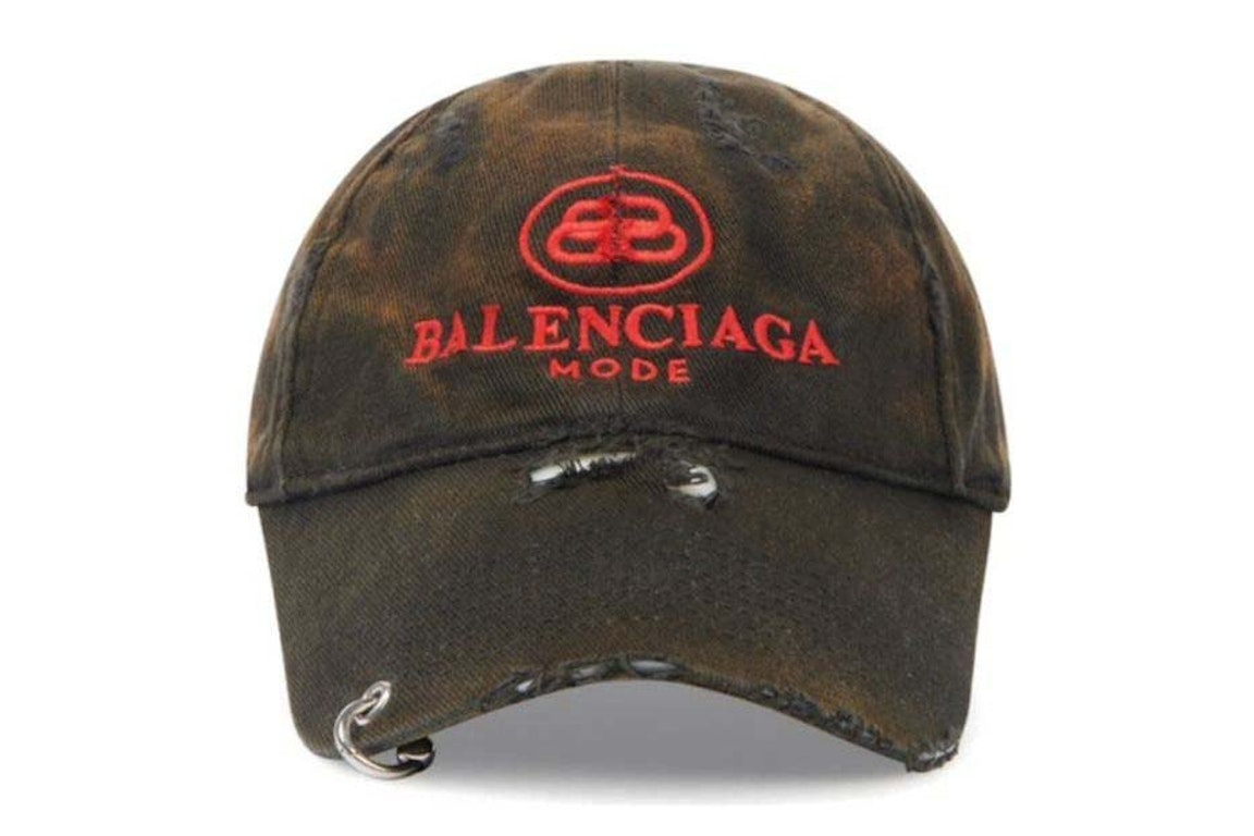 Pre-owned Balenciaga Bb Mode Destroyed Piercing Baseball Cap Brown