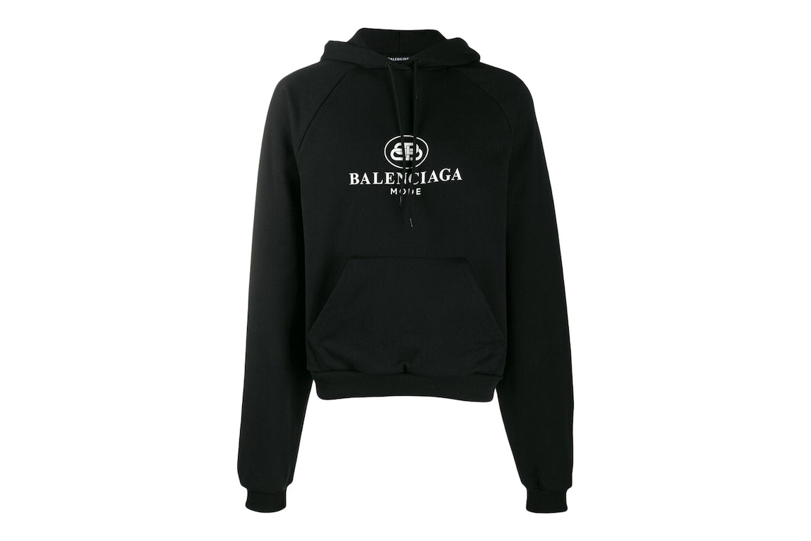 Pre-owned Balenciaga Bb Mode Hoodie Black/white