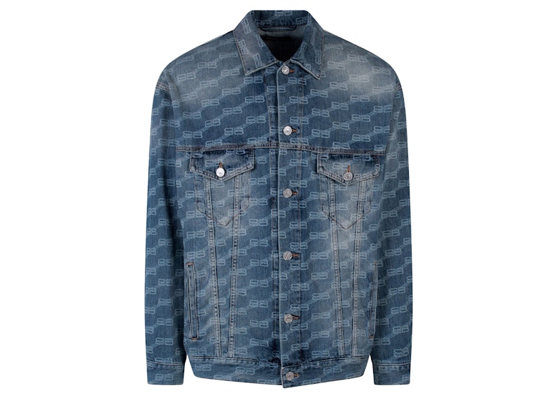 Balenciaga BB Monogram Denim Jacket Blue Men's - FW22 - GB