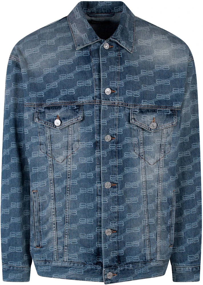 BALENCIAGA Bb Monogram Denim Jacket - Blue for Women