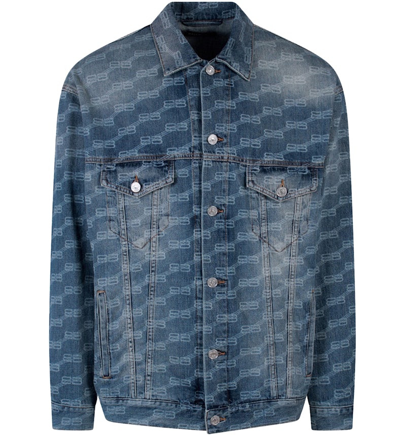 Balenciaga BB Monogram Denim Jacket Blue Men's FW22 US