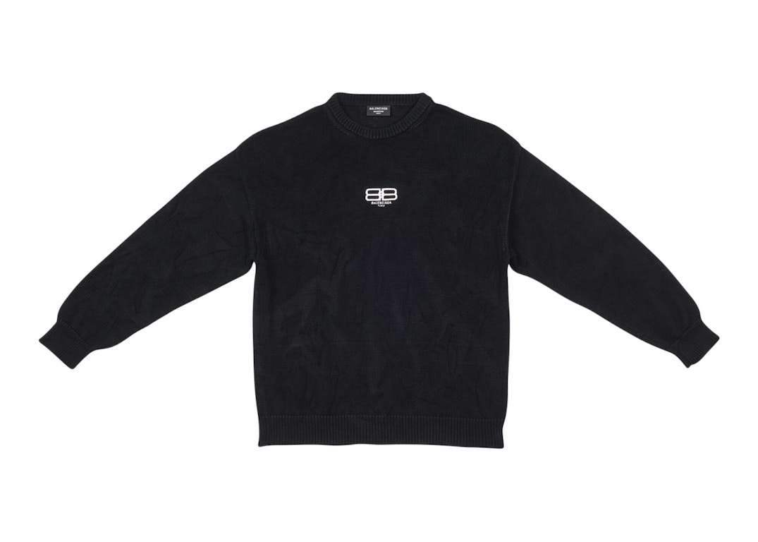 Pre-owned Balenciaga Bb Paris Icon Large Fit Sweater Black/white