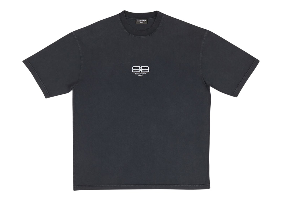 Pre-owned Balenciaga Bb Paris Icon Medium Fit T-shirt Black/white Logo