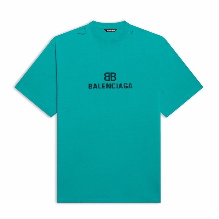 Pre-owned Balenciaga Bb Pixel Boxy T-shirt Blue
