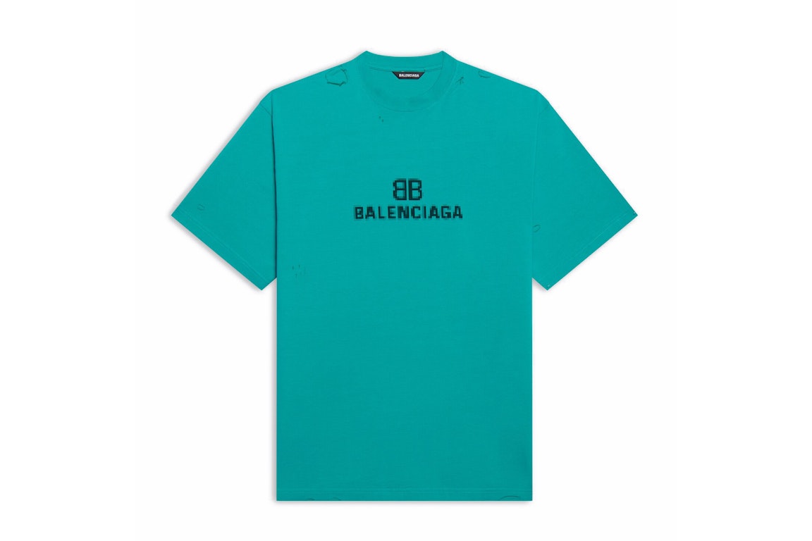 Pre-owned Balenciaga Bb Pixel Boxy T-shirt Blue