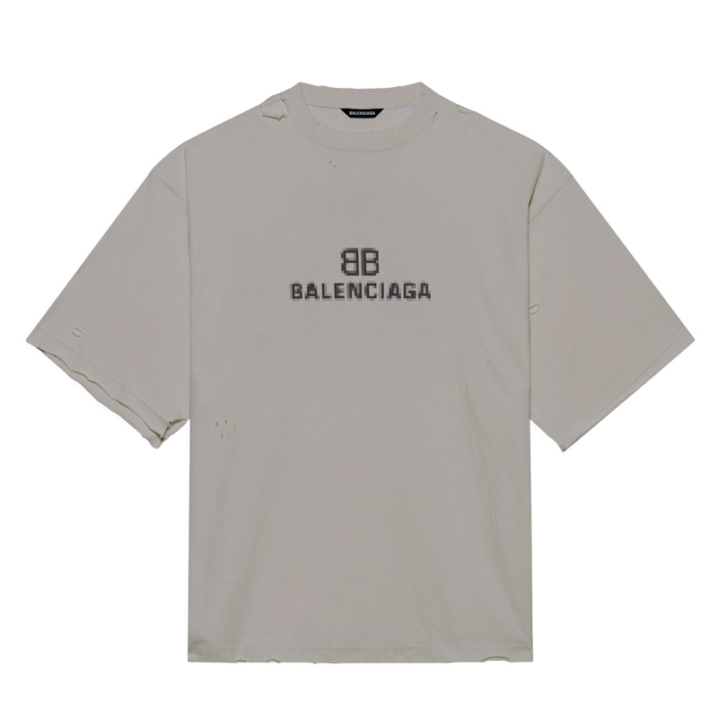 Balenciaga BB Pixel Boxy T-Shirt Grey - FW21 - JP