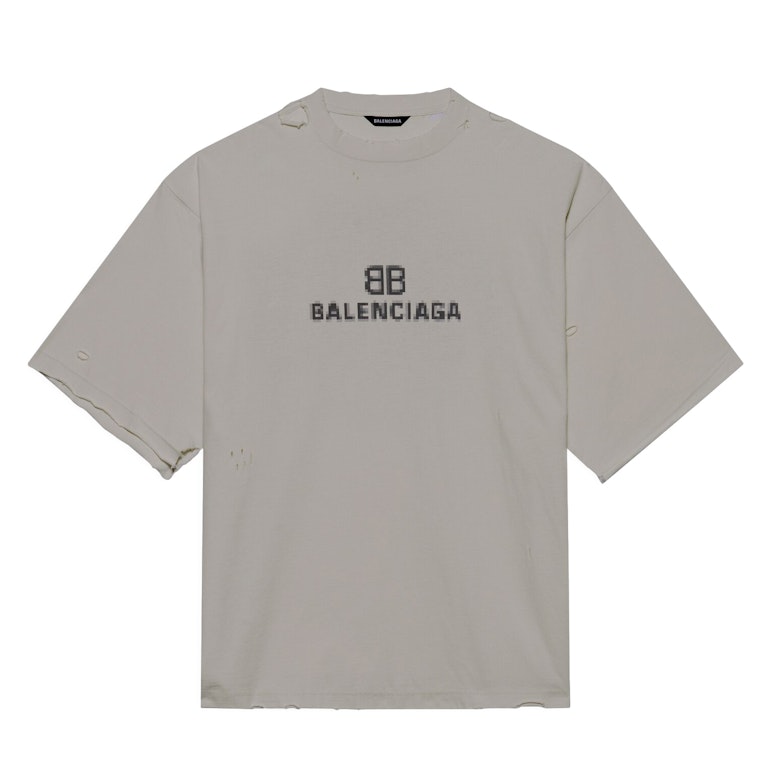 Pre-owned Balenciaga Bb Pixel Boxy T-shirt Grey