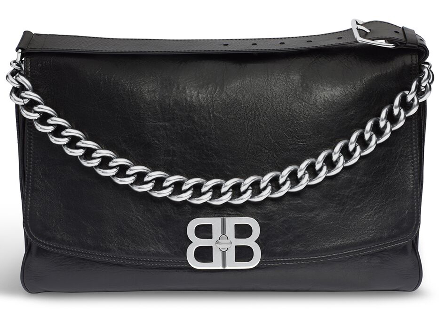Balenciaga Black Satin BB Wallet Chain Bag Balenciaga