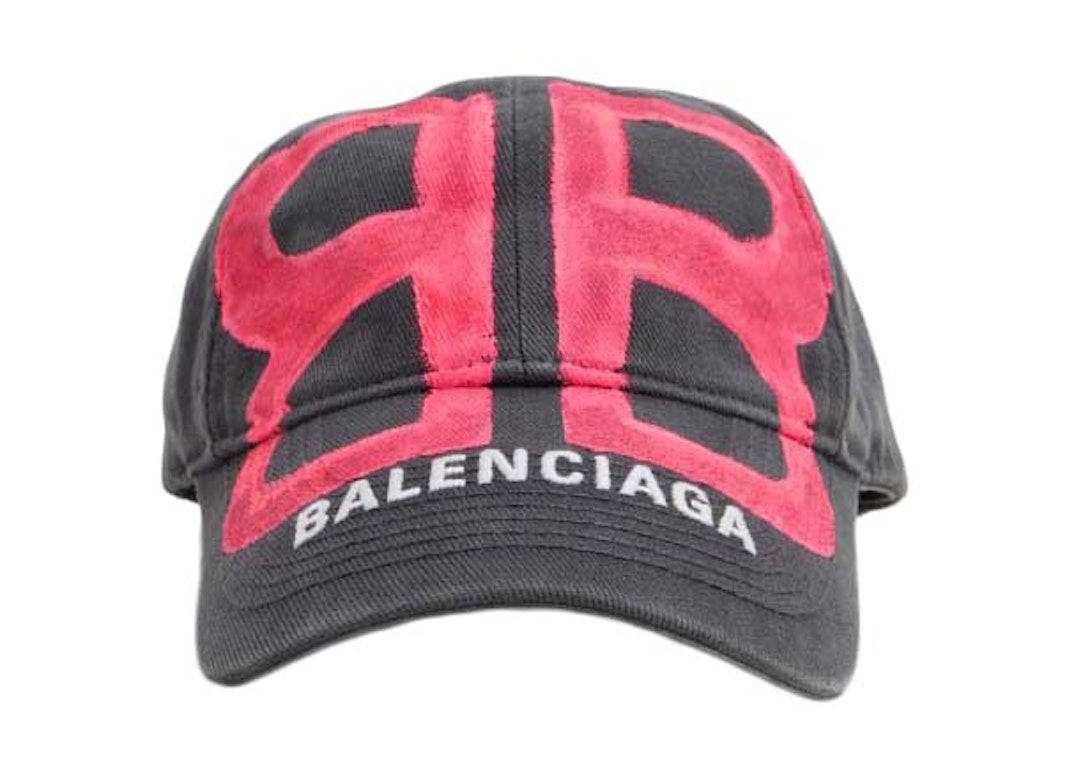 Pre-owned Balenciaga Bb Sprayed Cap Baseball Cap Grey Pink