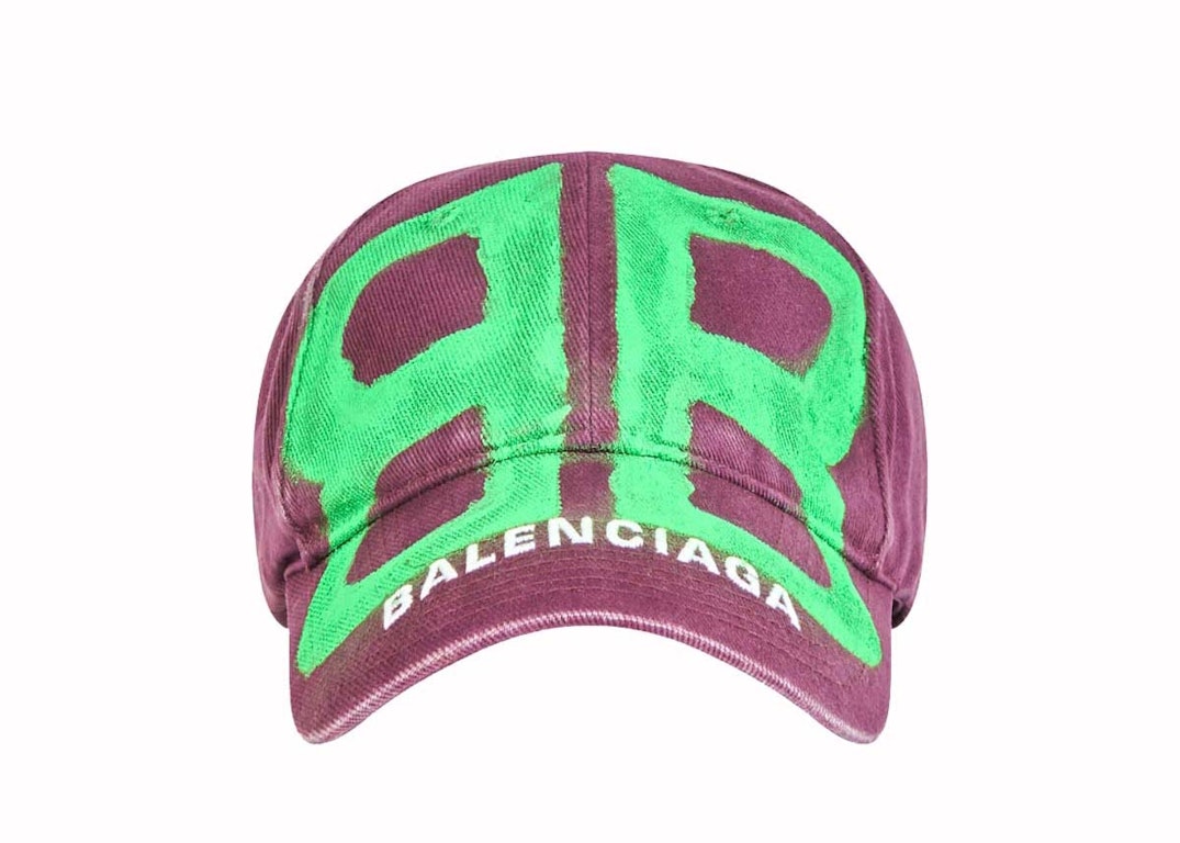 Pre-owned Balenciaga Bb Sprayed Cap Purple/green