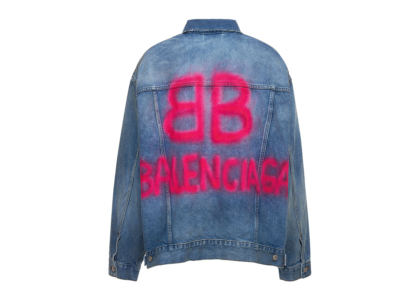 Balenciaga BB Sprayed Large Fit Denim Jacket Electric Blue/Fuchsia