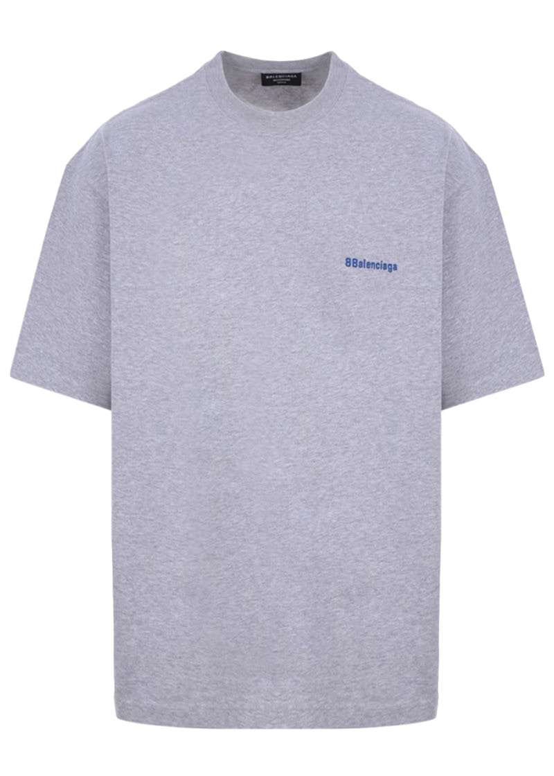 Balenciaga BB Text Logo Print Oversized T-shirt Grey/Blue Men's