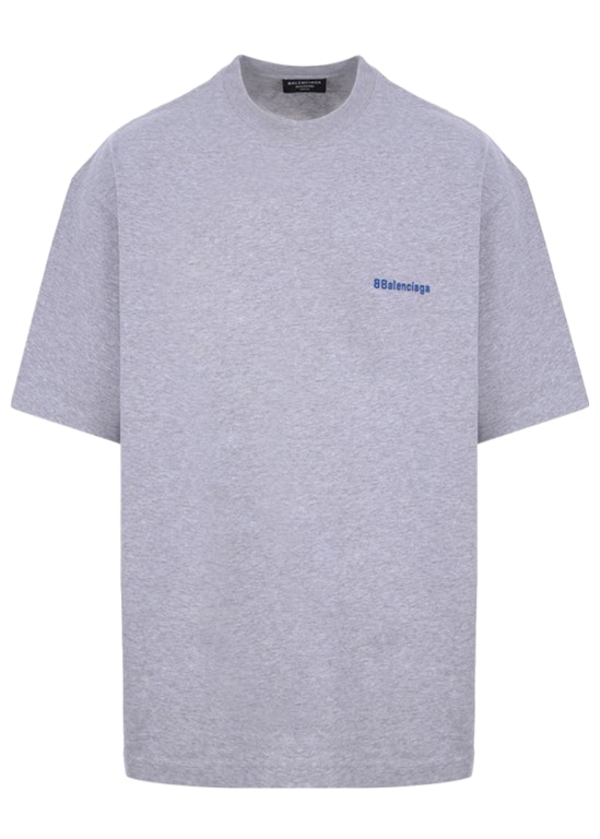 Pre-owned Balenciaga Bb Text Logo Print Oversized T-shirt Grey/blue
