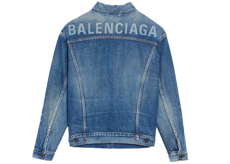 Balenciaga Logo Denim Jacket Blue