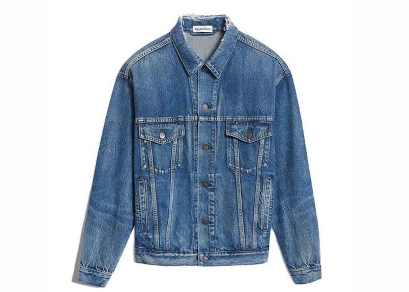 Balenciaga Logo Denim Jacket Blue