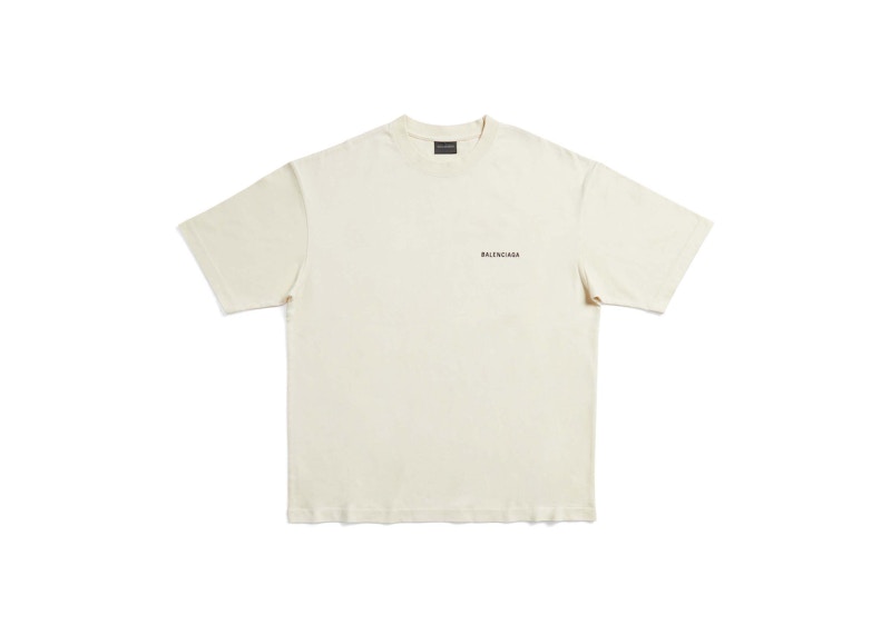 Balenciaga Back Logo Medium Fit T-shirt Cream Men's - US