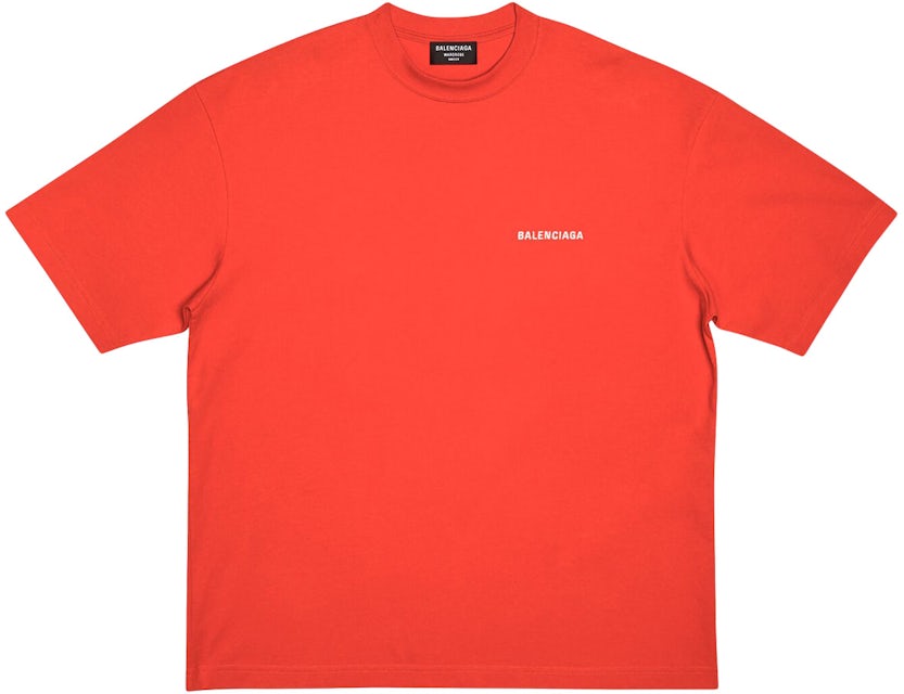 Balenciaga Medium Fit T-Shirt in Cardi Red & Orange & White