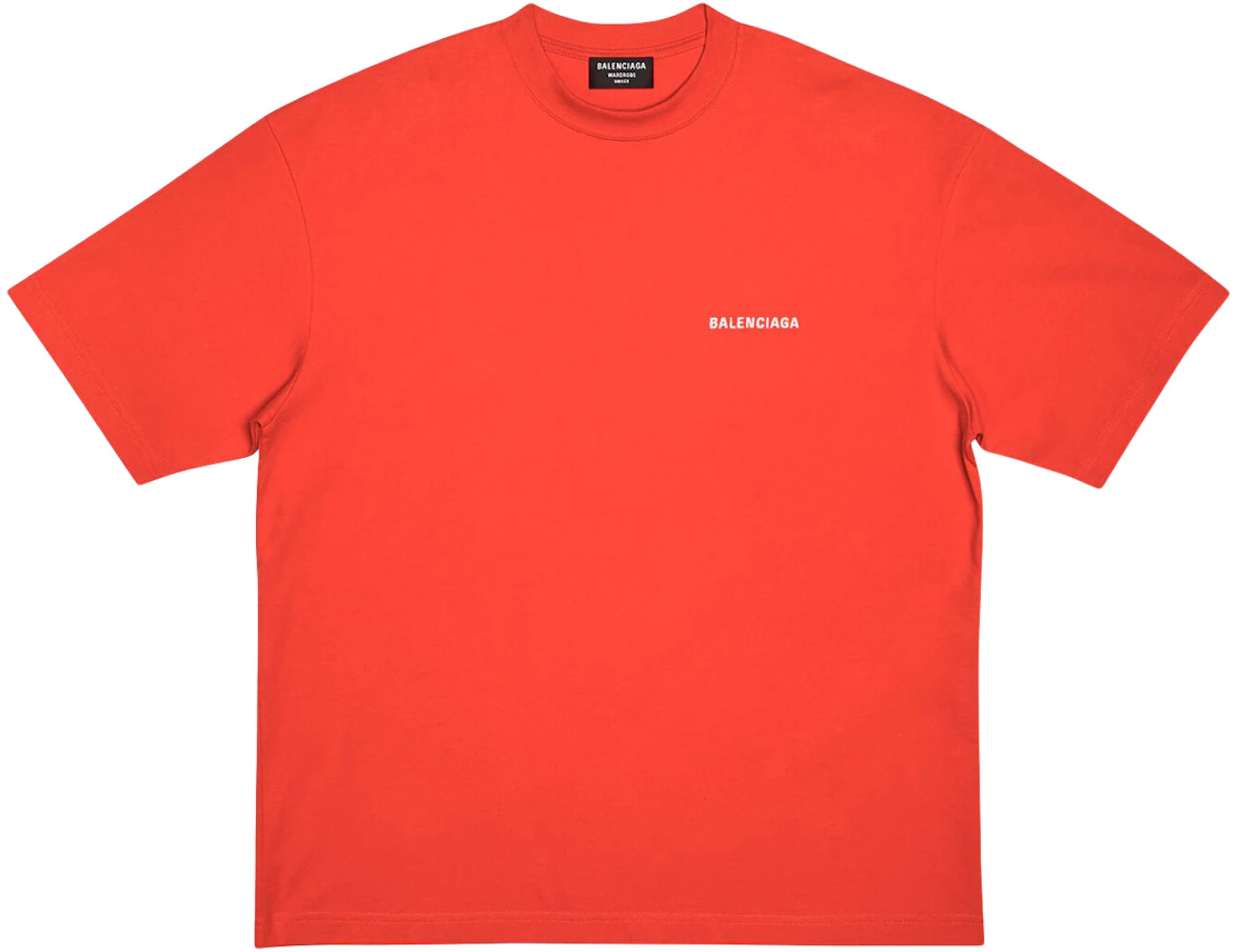 Balenciaga Back Logo Regular Fit Vintage T-shirt Bright Red/White Men's ...