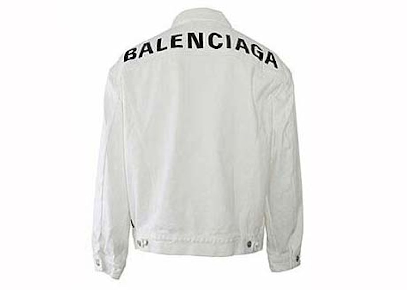 Balenciaga Backlogo Denim Jacket White Black Men s US