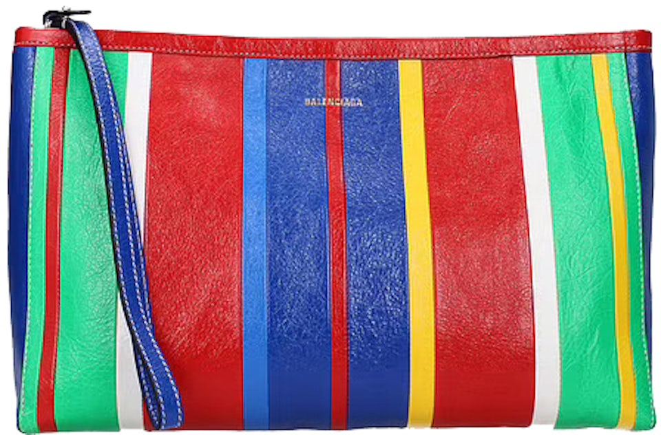 Balenciaga Trash Bag Large Pouch White/Red in Calfskin Leather - US