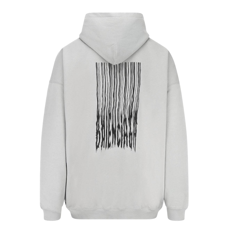 Balenciaga Barcode Logo Fleece Boxy Hoodie Grey Men's - FW21 - US