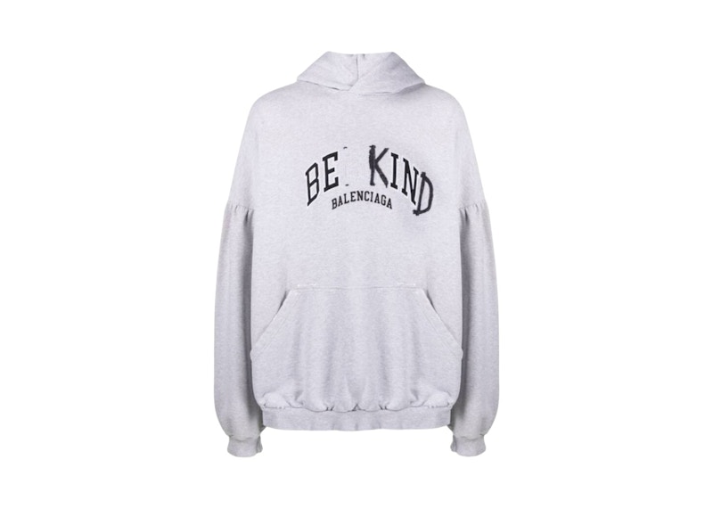 Balenciaga Be Kind Round Oversized Hoodie Grey Men's - US
