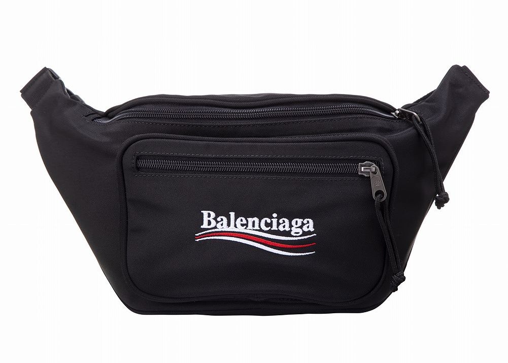 Balenciaga Political Logo Belt Bag Black/White in Canvas with Silver-tone  US