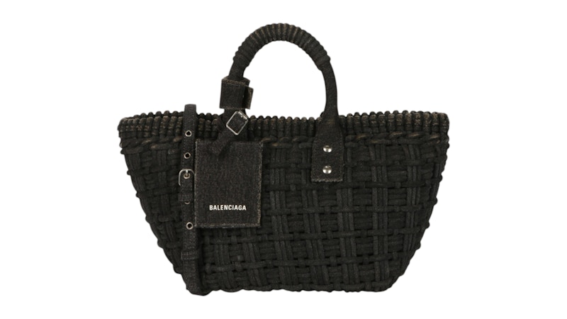 Balenciaga Bistro XS Basket Top Handle Bag In Denim Black White - US
