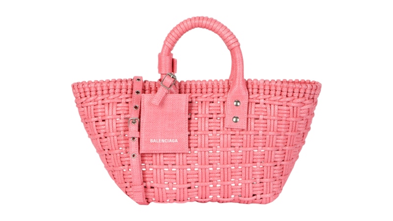 【Xmasrose】BALENCIAGA BISTRO XS BASKET Balenciaga Bistro XS Basket Top Handle Bag Sweet Pink/White - GB