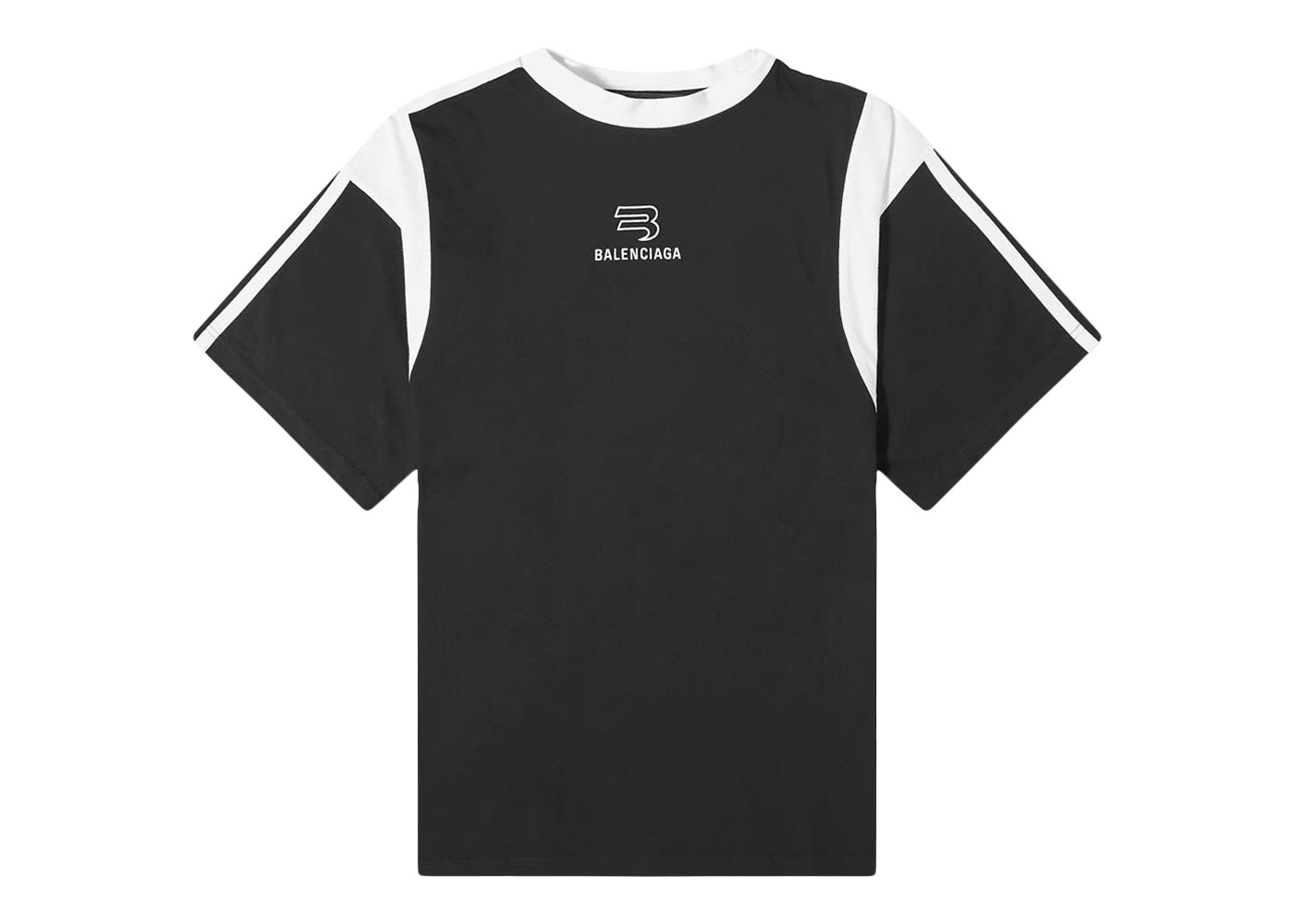 Balenciaga Boxy Side Striped Sporty B Logo T-shirt Black/White 