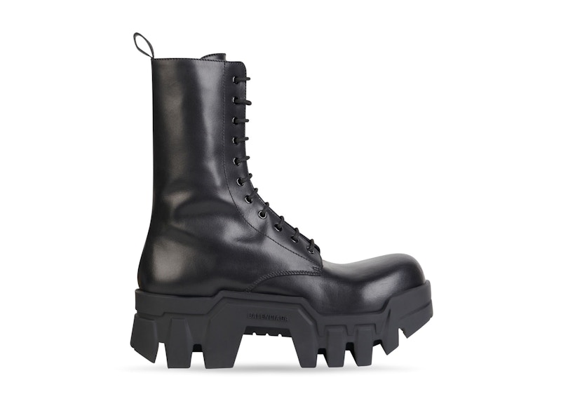 Balenciaga Bulldozer Laceup Boot Black Calfskin Men's 