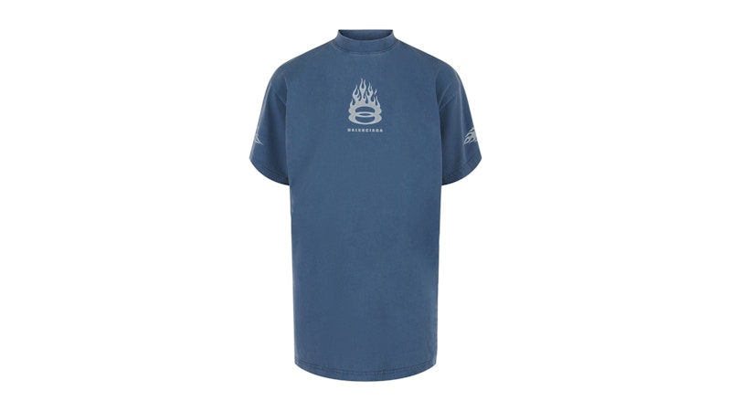 Balenciaga Burning Unity Oversized T-Shirt Washed/Out/Blue