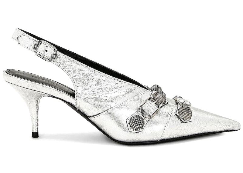 Balenciaga Cagole 70MM Slingback Pumps (Women's) Sneakers in Silver