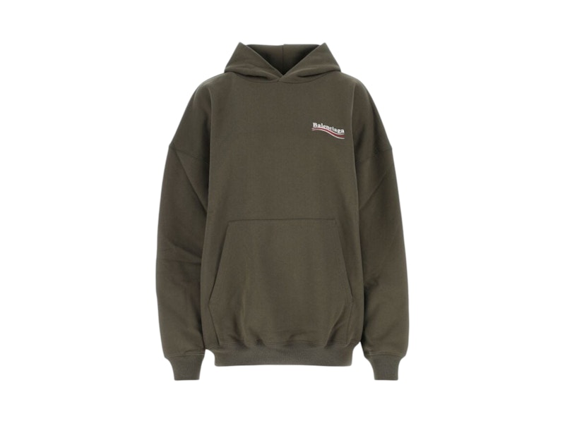 Balenciaga Campaign Logo Embroidered Oversized Hoodie Military