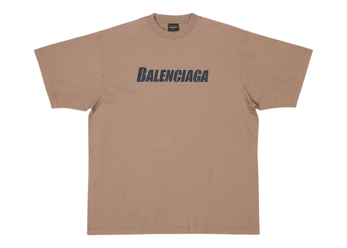 Balenciaga Caps Boxy Fit Vintage Jersey T-shirt Light Brown/Black